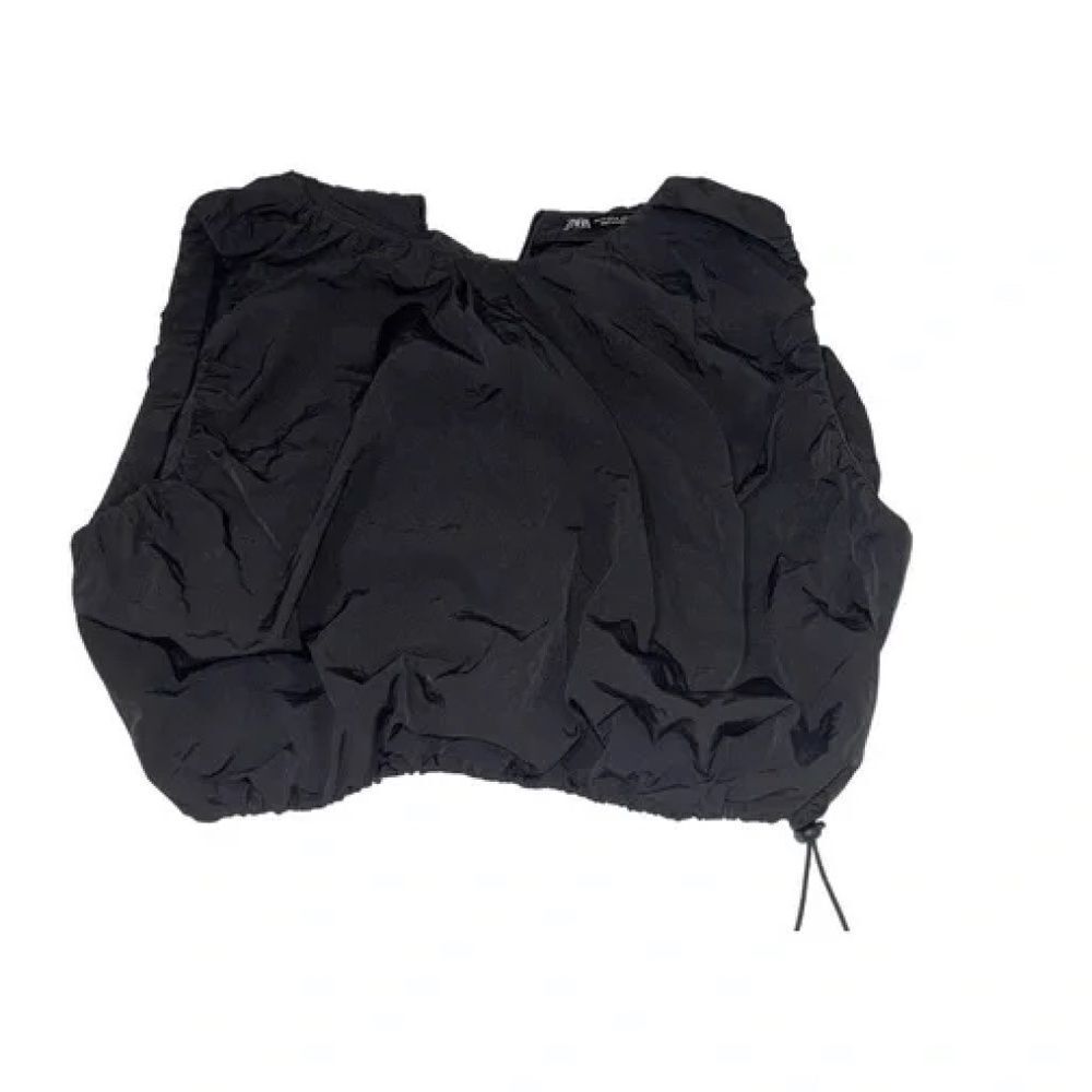 Black Parachute Cinch Crop Top - Adjustable - Zipper Back - Size Small Like New